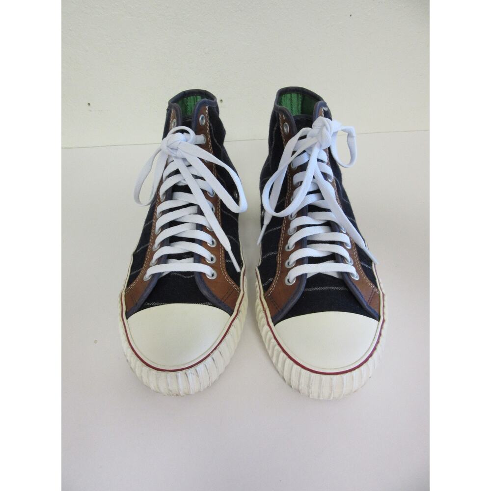 PF Flyers Ebbets Field Navy Blue Pinstripe Flannel 11 Retro High Top Sneakers - Picture 5 of 10